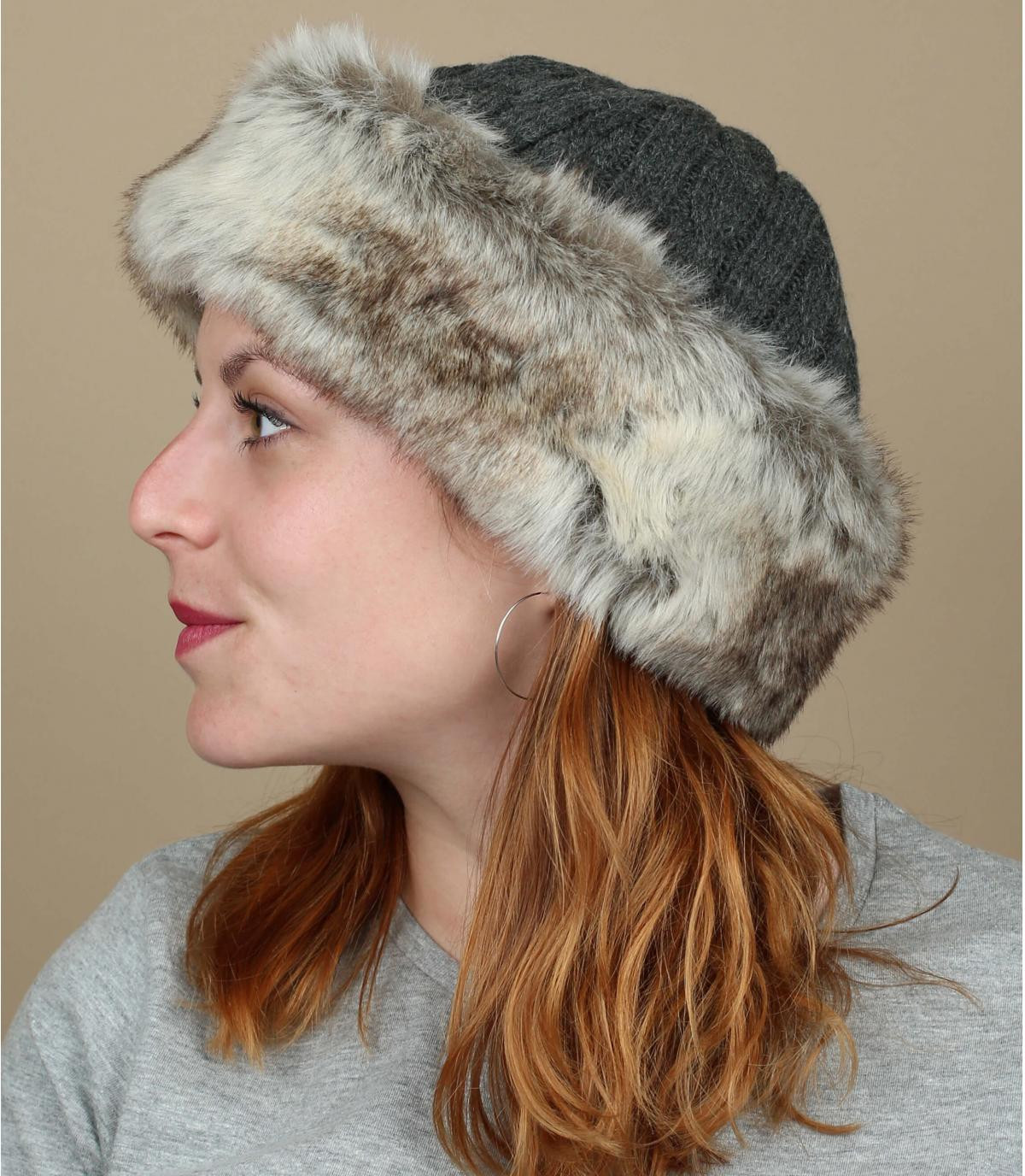 Grey fur band head Fur cable bandhat rabbit